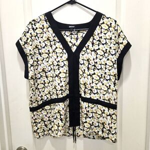 DKNY Black and White Floral Women's Top